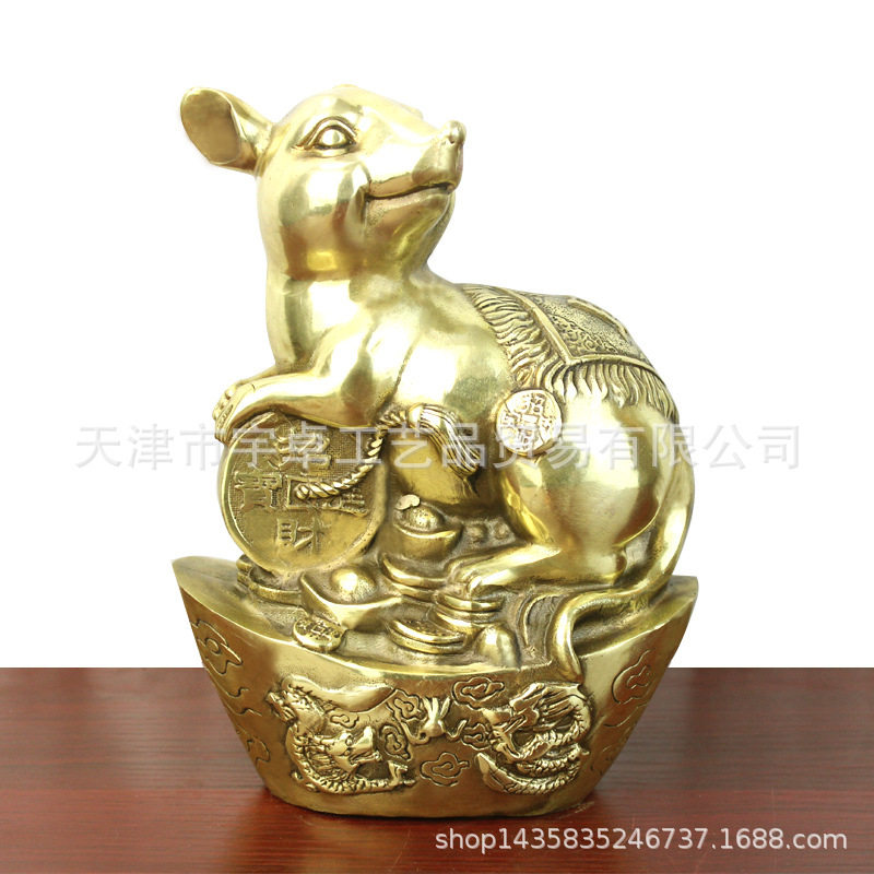 宇卓纯铜生肖龙鸡狗元宝摆件