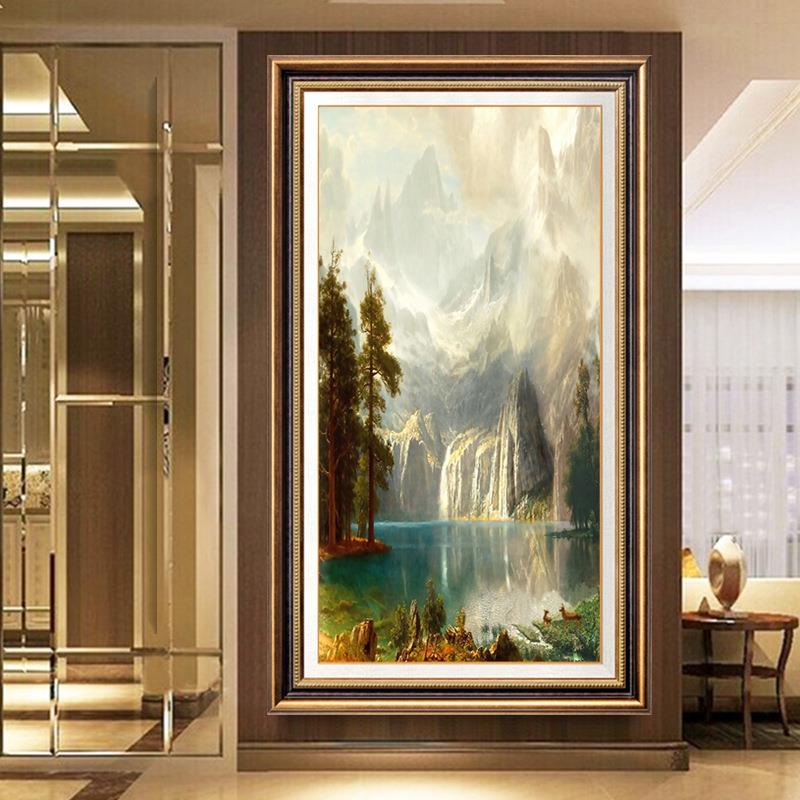 美式入户玄关装饰画欧式客厅壁画走廊过道挂画大幅风景墙画聚宝盆