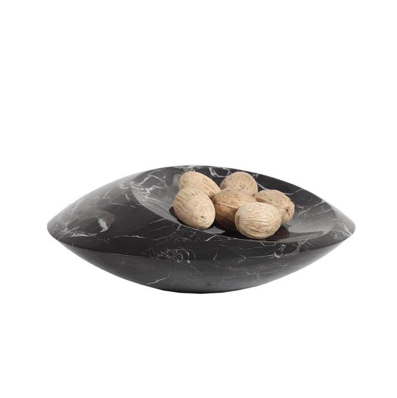轻奢现代简约天然大理石果盘样板间售楼处玄关装饰柜茶几何摆件
