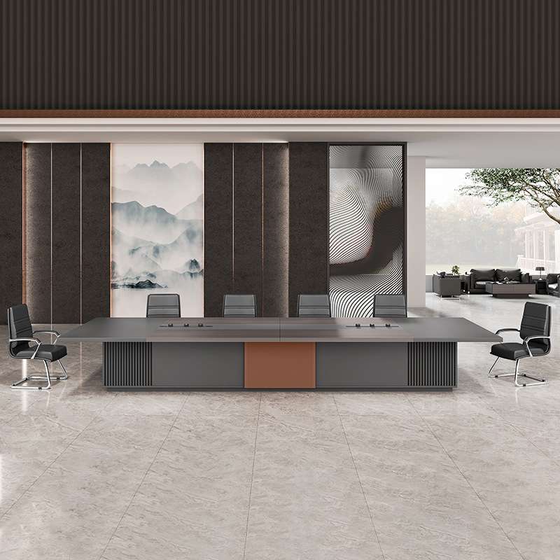 大型会议桌长条桌多人开会桌现代简约长方形洽谈桌中式会议桌6米