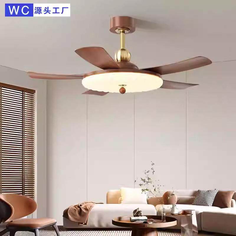 广东中山中古风扇灯吊灯客厅法式复古大扇叶吊扇灯卧室餐厅电扇灯