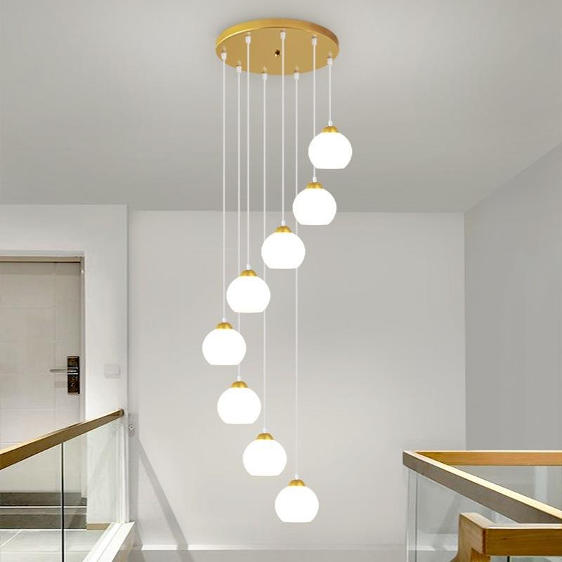 公寓客厅简约挑空大吊灯loft吊灯轻奢新款长线复式楼梯楼梯间别墅