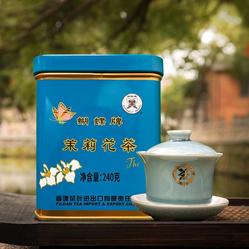 中茶茉莉花茶240g蝴蝶牌茶叶福建茉莉花茶特级罐装花茶浓香耐泡图片