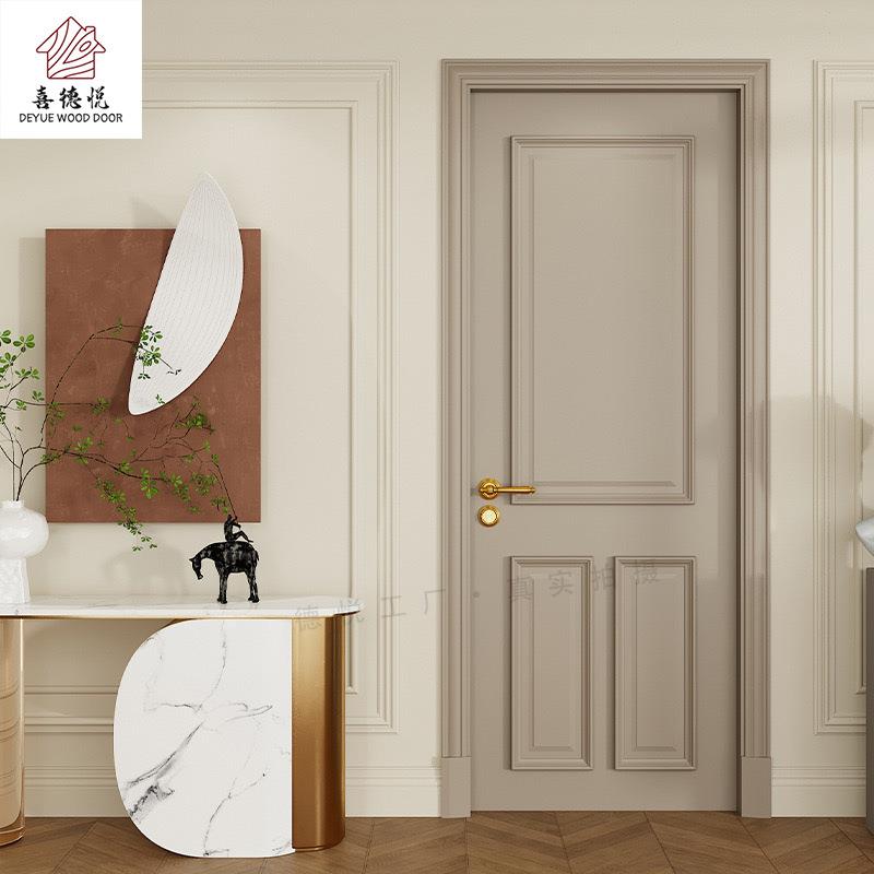 实木卧室门百搭复古奶油风房间门室内烤漆门木门套装门隔音推拉门
