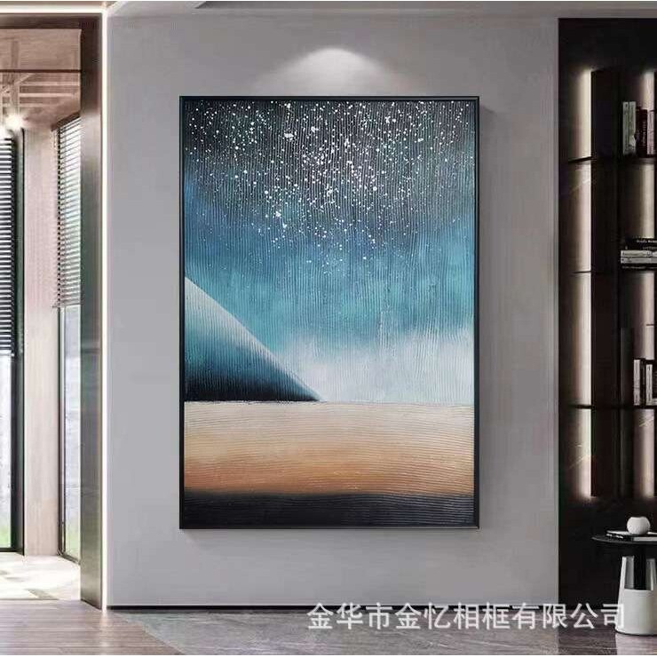 纯手绘立体肌理装饰画玄关竖款大型抽象油画高端肌理现代挂画