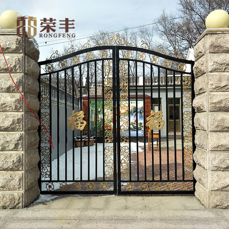 厂家货源欧式铁艺大门别墅铁艺大门庭院双开门铁门平开门