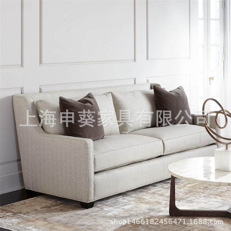 美式乡村简约布艺沙发小户型客厅双三人沙发进口棉布可拆洗沙发