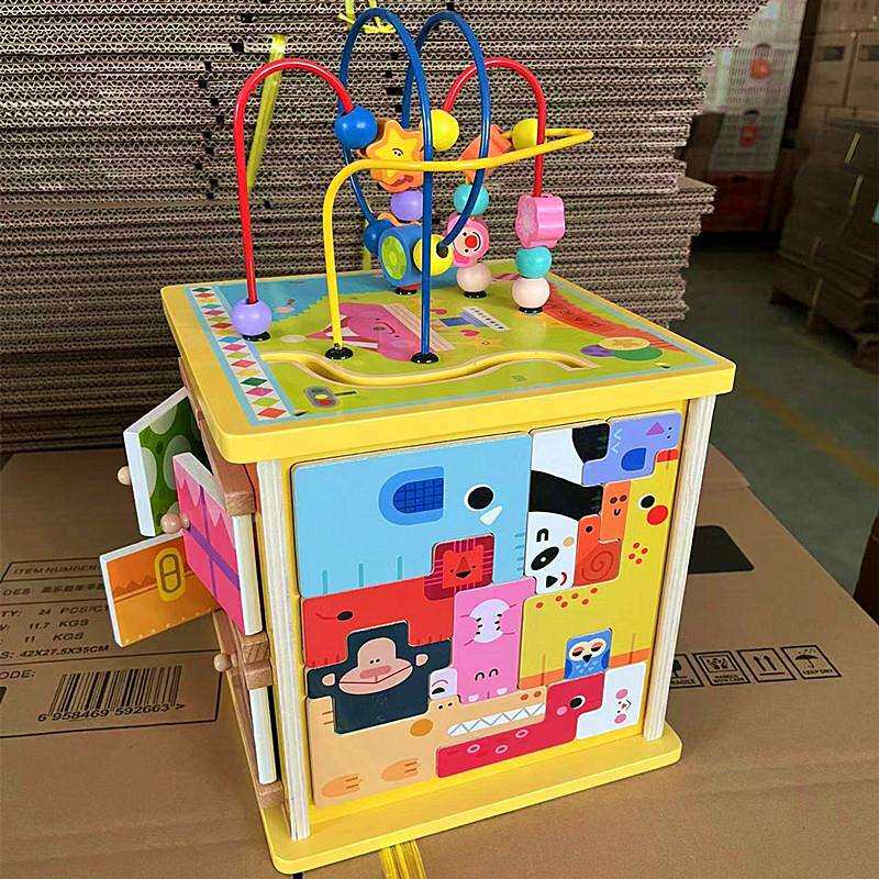 绕珠百宝箱婴幼儿童木立方串珠1-2-3岁宝宝益智早教智力开发玩具