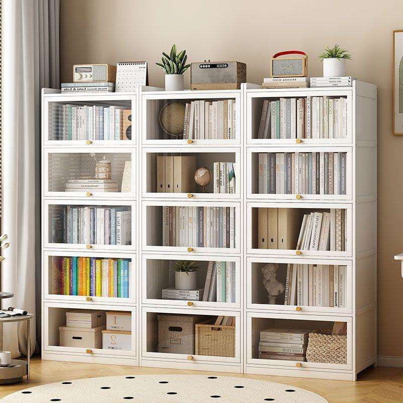 书柜落地式多层防尘书架办公文件收纳柜现代出租屋耐用透明门