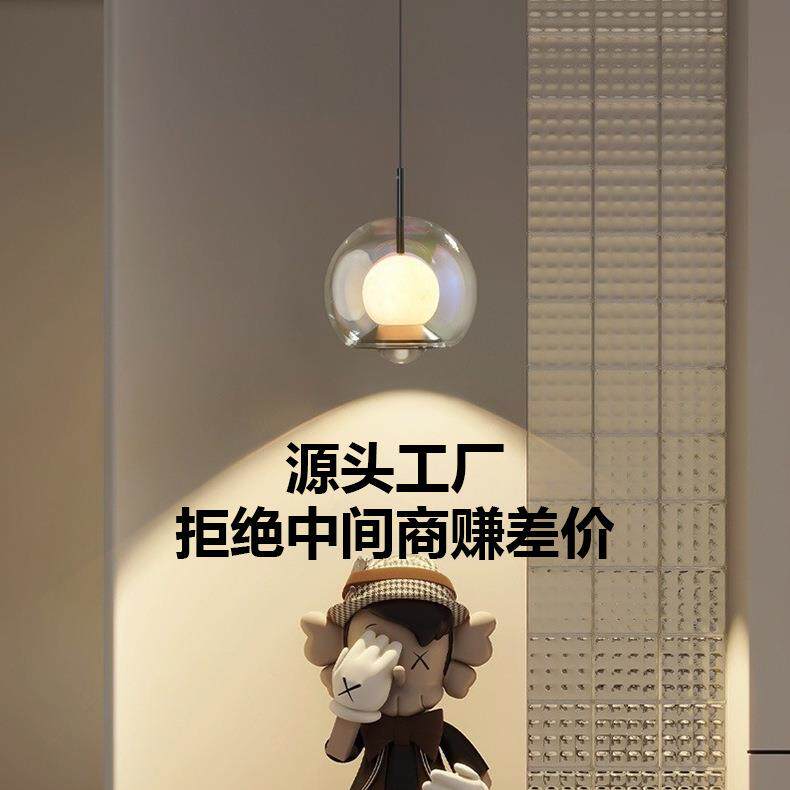 西班牙云石床头小吊灯简约卧室吧台灯具设计师样板房餐厅灯饰极简