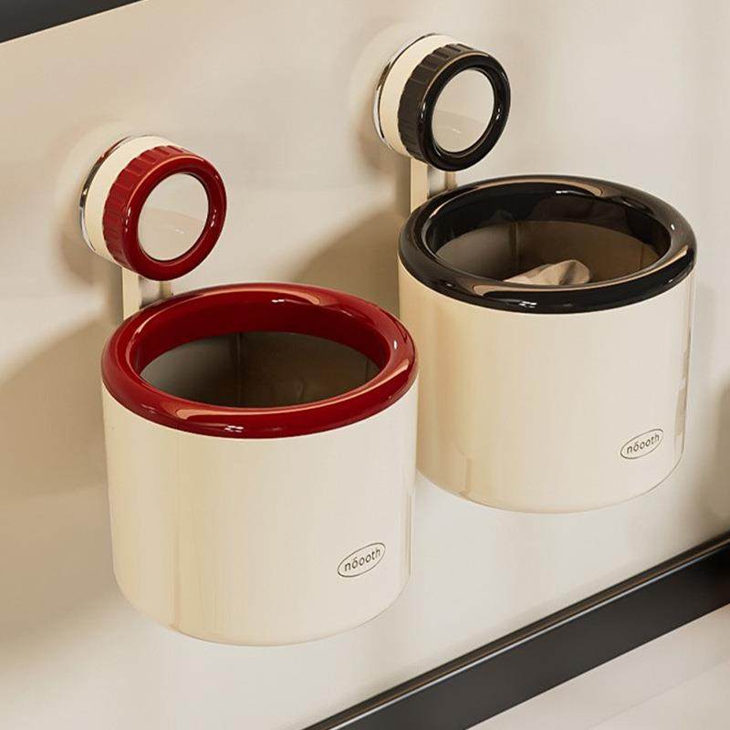 4JSH壁挂式垃圾桶吸盘旋转卫生间梳妆台桌面小号迷你纸篓挂式沉大