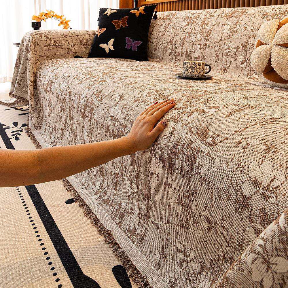 简约仿棉麻沙发盖布四季通用新款沙发巾防滑防猫抓不粘毛沙发套罩