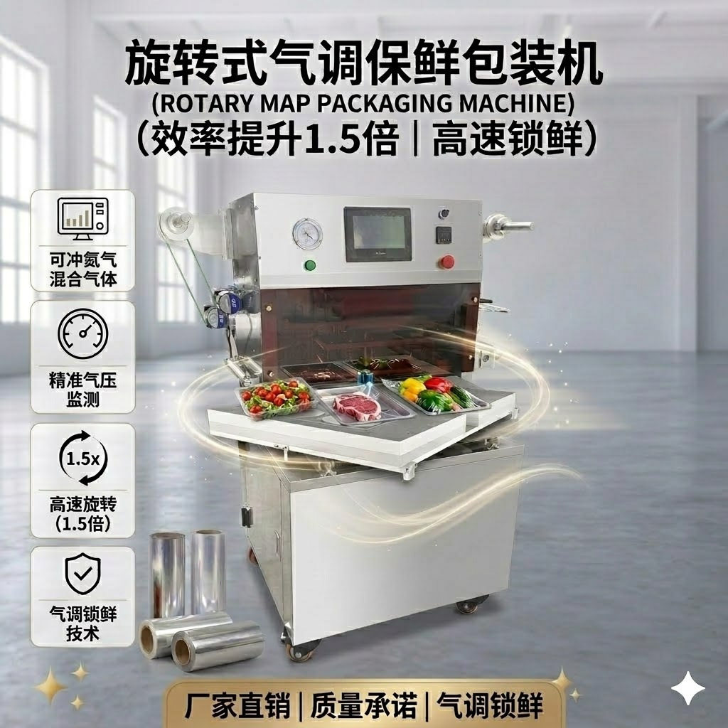 连续转盘气调保鲜真空封口机
