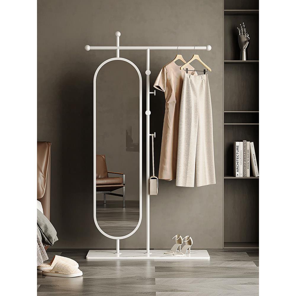 轻奢衣帽架穿衣镜一体挂衣架落地卧室带镜子可旋转多功能挂衣服架