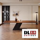 北欧中古风长条餐桌家用客厅长桌实木办公桌简约书桌茶桌