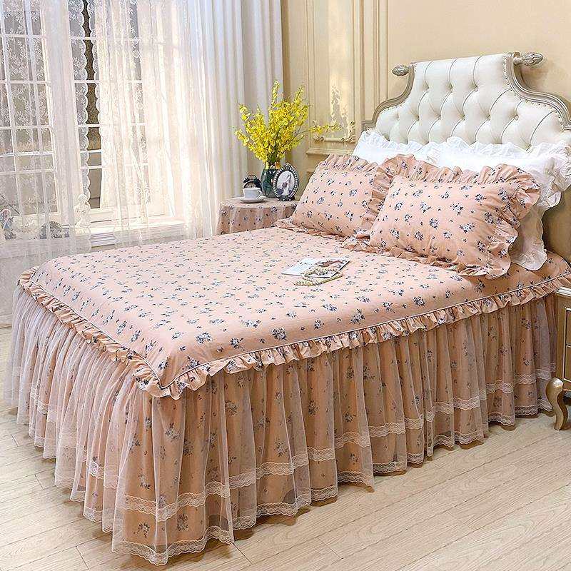 韩式蕾丝床裙罩单件三件套纯棉床单公主风席梦思防尘罩其他