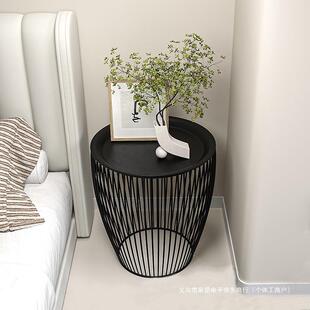 2024新款铁艺床头柜简易小型出租房用收纳卧室创意简约现代小茶几