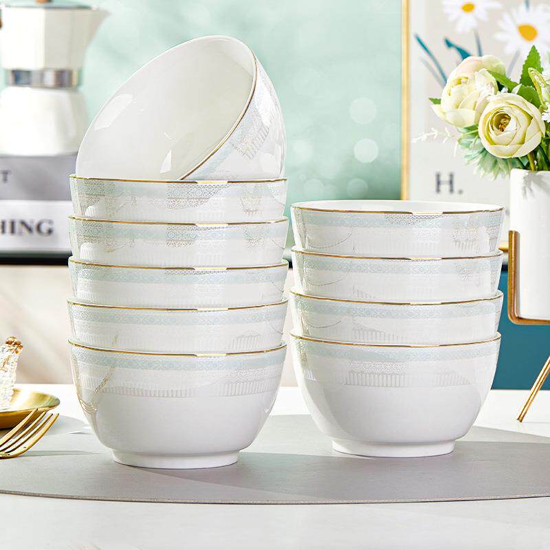 陶瓷碗家用欧式金边轻奢可微波餐具2025新款好看的碗盘碟组合套装