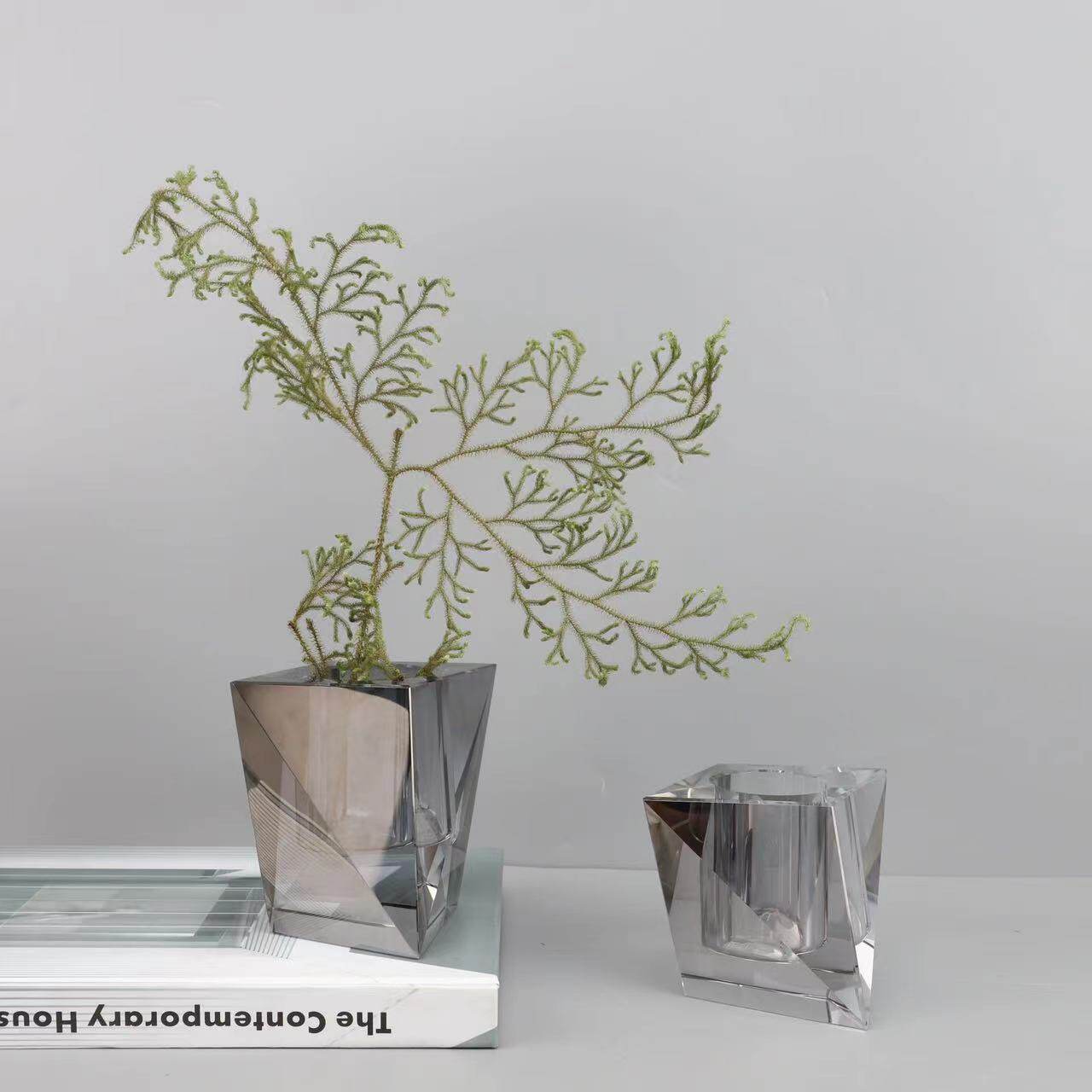 欧式创意水晶还是花器摆件样板房卧室书房客厅桌面玄关饰品摆件