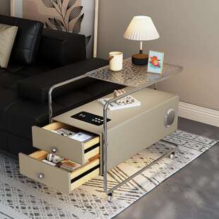 实木沙发客厅边几高级感现代简约茶几小户型家用智能可移动侧边柜