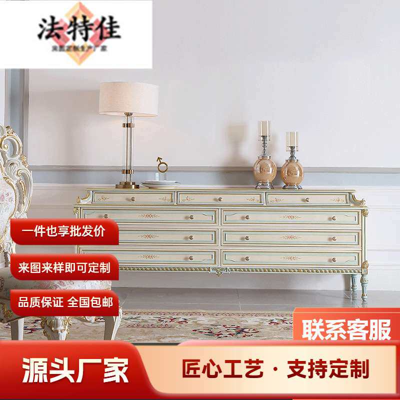 宫廷式法式家具实木彩绘2.2餐边柜欧式多门雕花地柜储物柜P2