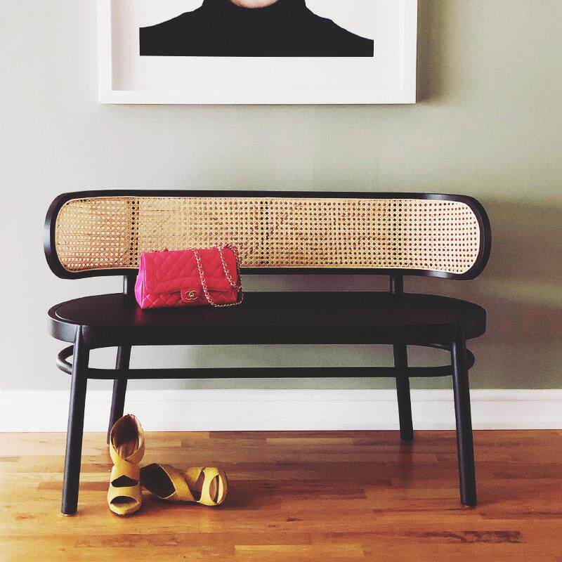 法式藤椅沙发双人椅实木藤编长椅休闲阳台民宿简约黔东南长板凳黑