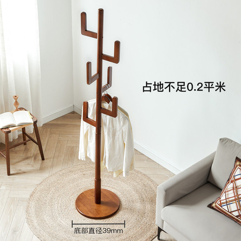 实木落地衣帽架单杆家用