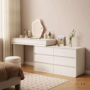 全实木烤漆梳妆台2025新款化妆桌斗柜一体现代简约转角主卧小户型