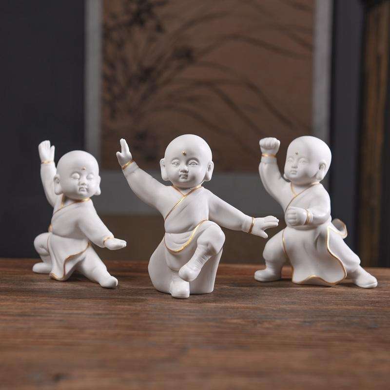 茶宠摆件精品可养德化高档白瓷功夫小和尚装饰品中式招财手工具从