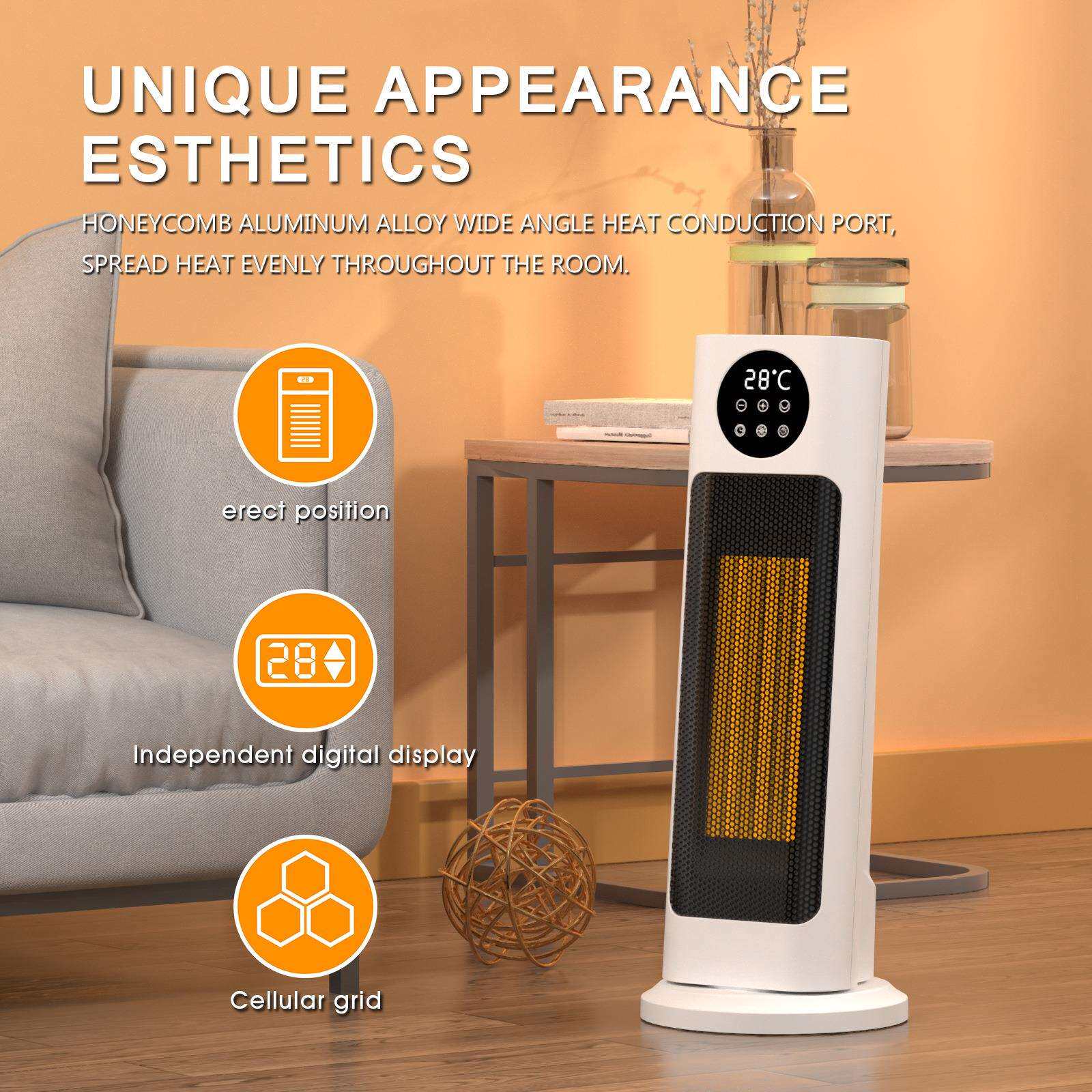 新款取暖器家用立式暖风机摆风摇头热风机防摔感应静音电暖