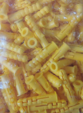 速发小黄膨塑料膨胀管 灰色膨胀飞机膨胀鱼胀塞 配自攻钉6 8 10 1