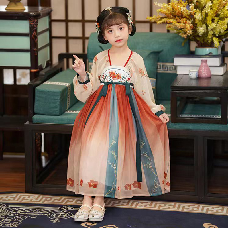 现货速发春夏装童儿童古装汉服公主连衣裙旗袍童装小孩超仙古风唐
