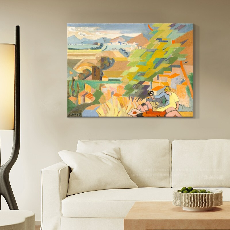 现代抽象色块客厅沙发背景墙装饰画名家风景油画卧室床头餐厅挂画图片