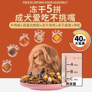 成犬通用型金毛拉布拉多边牧大型犬专用100大包装 冻干狗粮40斤装