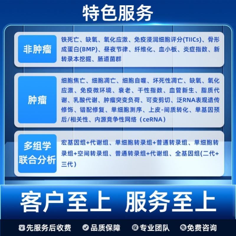生信分析多组学联合分析TCGA/GEO公共数据库挖掘单细胞分析