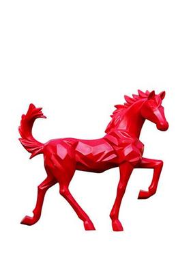 玻璃钢仿真几何白马雕塑商场景观售楼部块面抽象几何动物装饰摆件