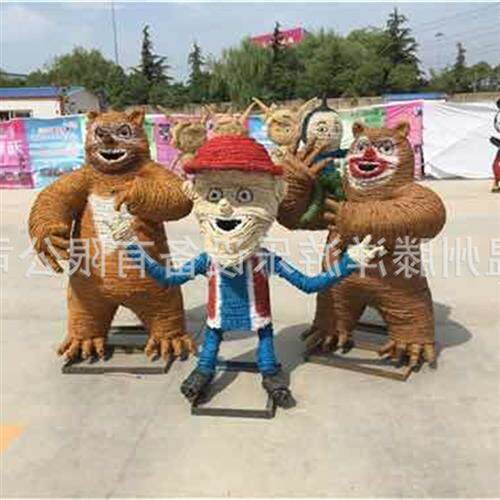工艺大型卡通人物农耕稻草人公园户外景观抗老化稻草人雕塑摆件