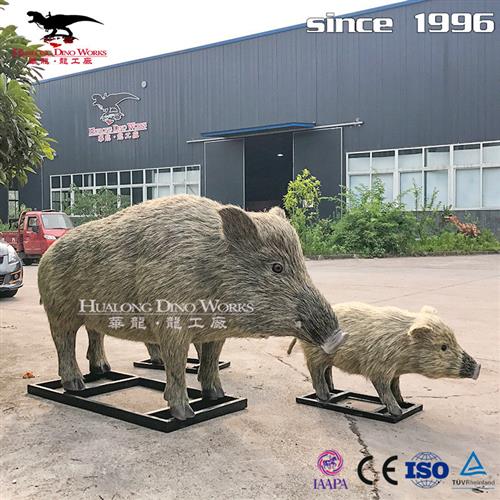 仿真动物仿真恐龙工厂山猪一家亲手工粘毛乐园打卡模型拍照摆件