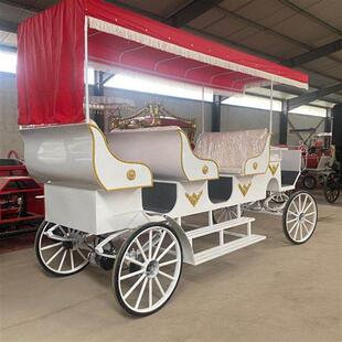 欧式三排马车草原马拉电动马车多人景区观光酒店接待展览巡游花车