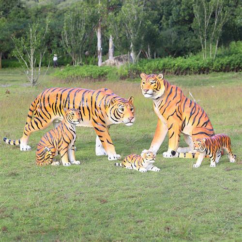 仿真大型老虎摆件户外玻璃钢动物雕塑园林景观花园庭院装饰小品