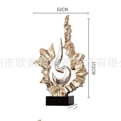 家居客厅抽象石头电镀摆件软装饰品落地雕塑创意玄关电视背景艺术