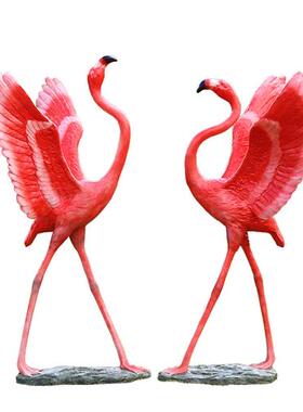 玻璃钢仿真火烈鸟雕塑户外园林景观庭院水池造景婚礼花园装饰摆件