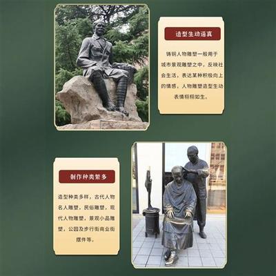 铸铜人物铜像定制大型玻璃钢雕塑真人肖像校园文化头像定制厂家