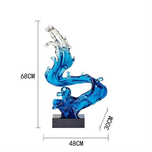 抽象艺术透明树脂水花水滴摆件客厅酒店设计师工艺品软装配饰雕塑