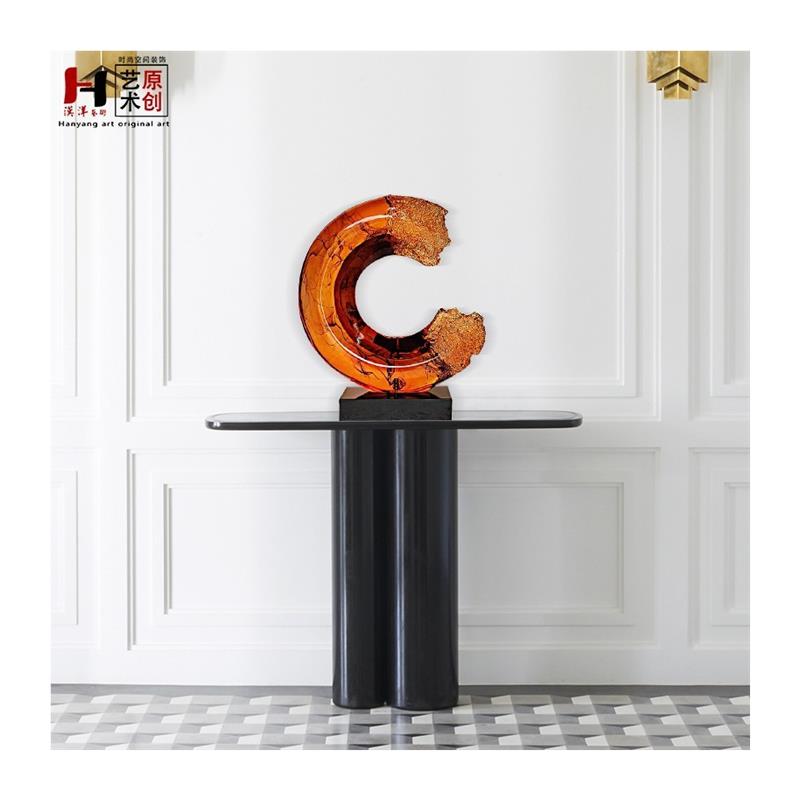 高档树脂装饰摆设仿琉璃蓝色艺术品酒店大堂软装雕塑