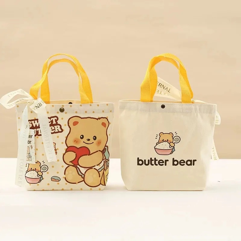 帆布袋卡通小熊精灵毛球怪兽生日伴手礼儿童卡通搞怪图案通勤手拎