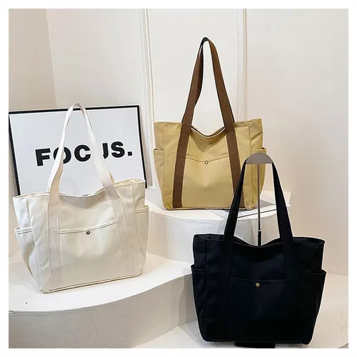 大容量托特帆布包上班外出高颜值通勤百搭文艺装书单肩布袋包