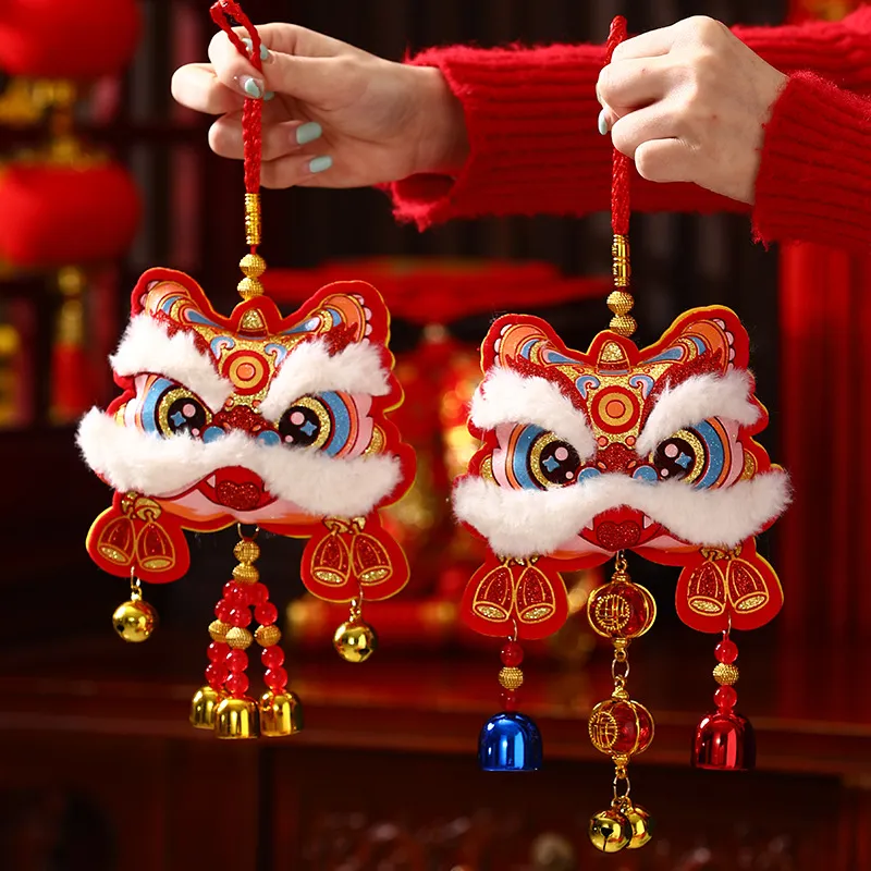 马年春节醒狮铃铛新年装饰小挂件