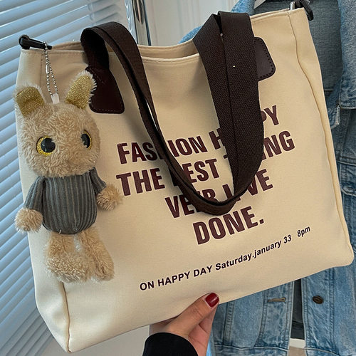 学生帆布单肩托特包笔记本收纳包