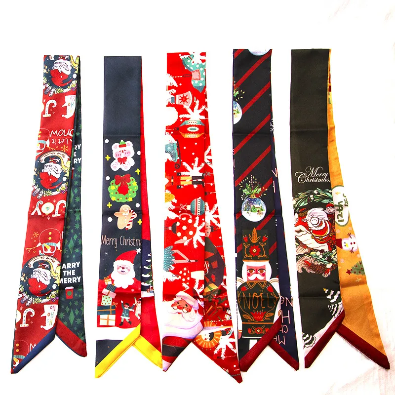 圣诞新年丝巾发带小长条飘带百搭氛围感装饰小领巾编发绑包包丝带